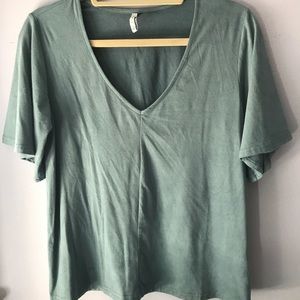 Ultra suede v neck tshirt